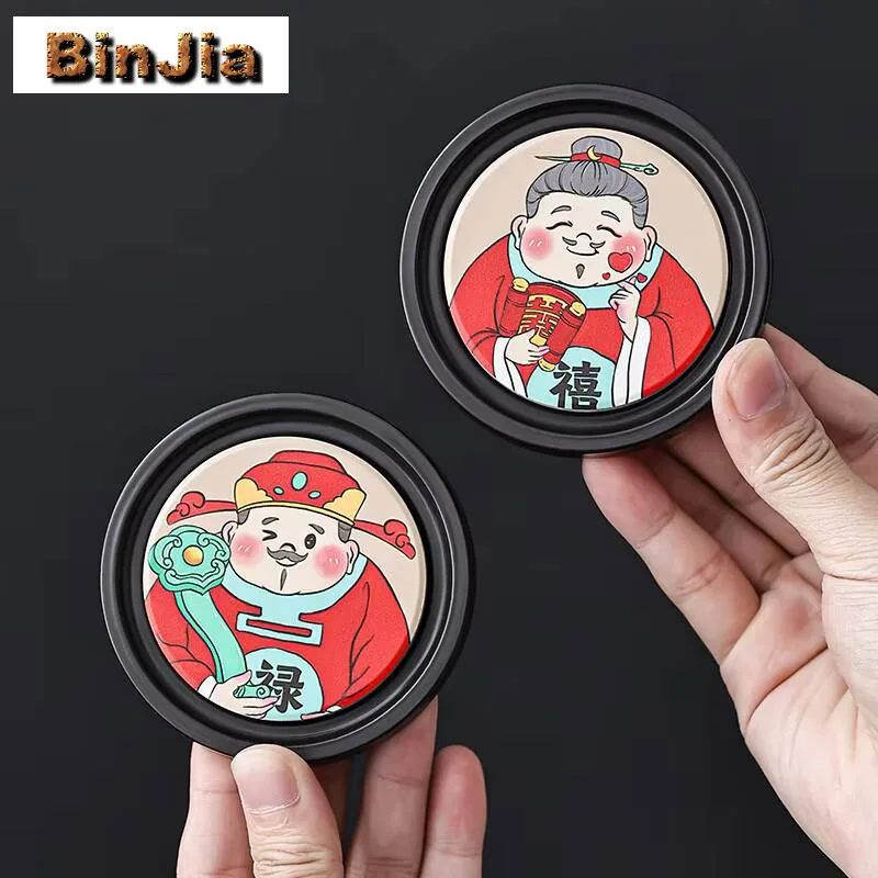 Chinese Style Fulu Wealth God Water Absorbing Coasters Boutique Matd For Coffee Cups Anti-Scald Placemats Tea Services Ornaments