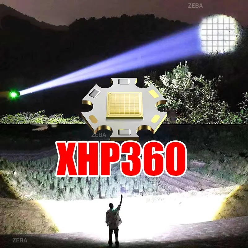 在庫処分セール！最強のxhp360フラッシュライト。充電式で非常に明るく、アウトドアや戦術用途、キャンプ、狩猟に最適な高出力ランタン。