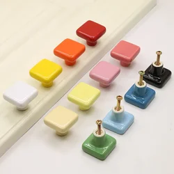 Colorful ceramic cabinet door handle Simple cabinet closet drawer square single-hole handle Bottle lid handle