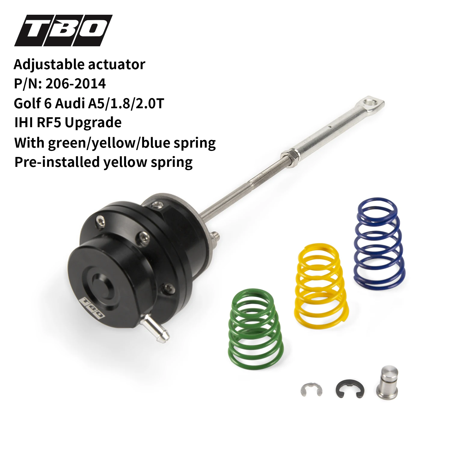 

Turbo Wastegate Adjustable Actuator for Golf 6 Audi A5/1.8/2.0TIHI RF5 Upgrade With Green/Yellow/Blue Spring