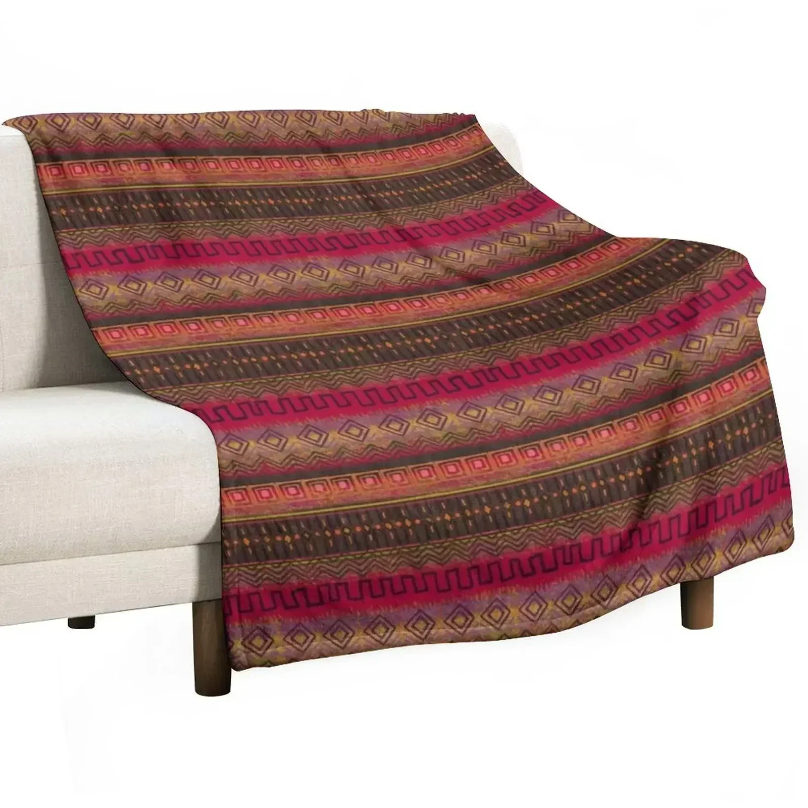 

Earthy African Ombre Mud Cloth Throw Blanket Travel Comforter Bed Blankets