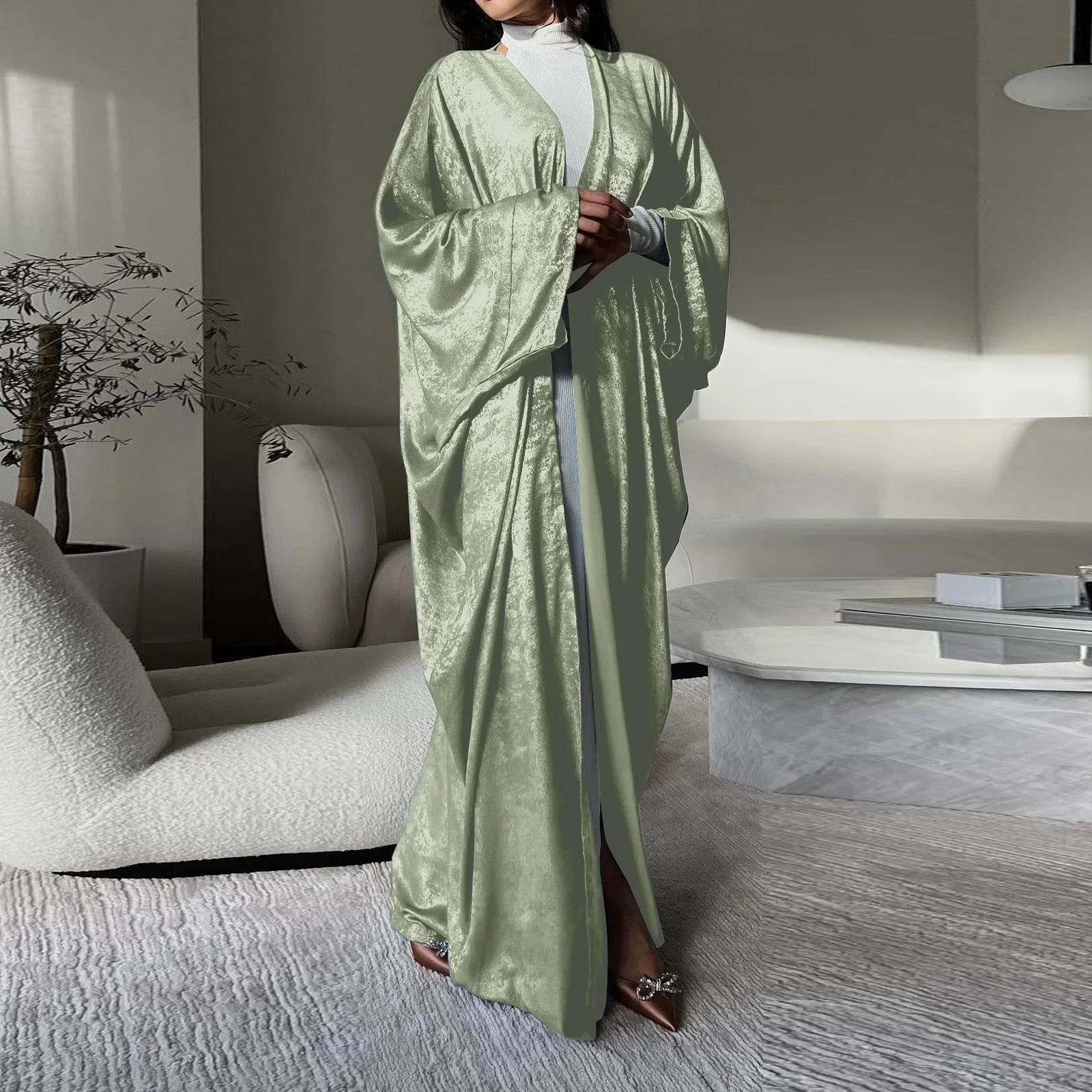 Eid Open Kimono Coat Dubai Luxury Batwing Abaya Modest Dresses 2024 Muslim for Women Islam Clothing Kebaya Robe Femme Musulmane