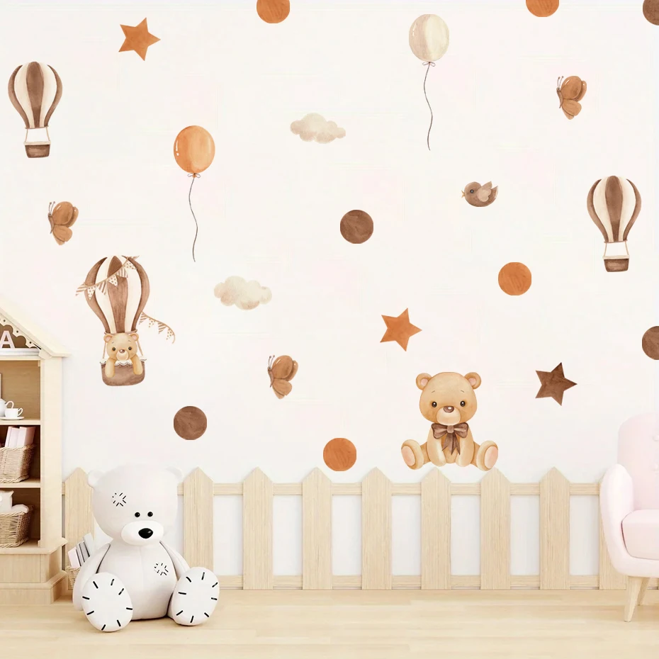 Boho Aniamls Stars Balloon Wall Stickers for Children Room Baby Kids Room Nursery Room Wall Decals Home Decoration Wall Decals