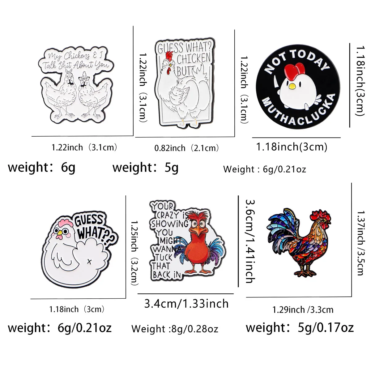 6pcs/set Chicken Quotes Enamel - Women Bags Collection review and price
