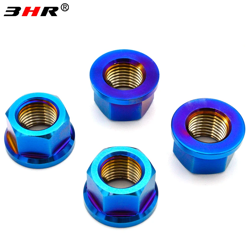 HRMin Gr5 Titanium flange Nut cap M5 M6 M8 M10 M12 Hex Flange Nuts for Bicycle Motorcycle Racing Car