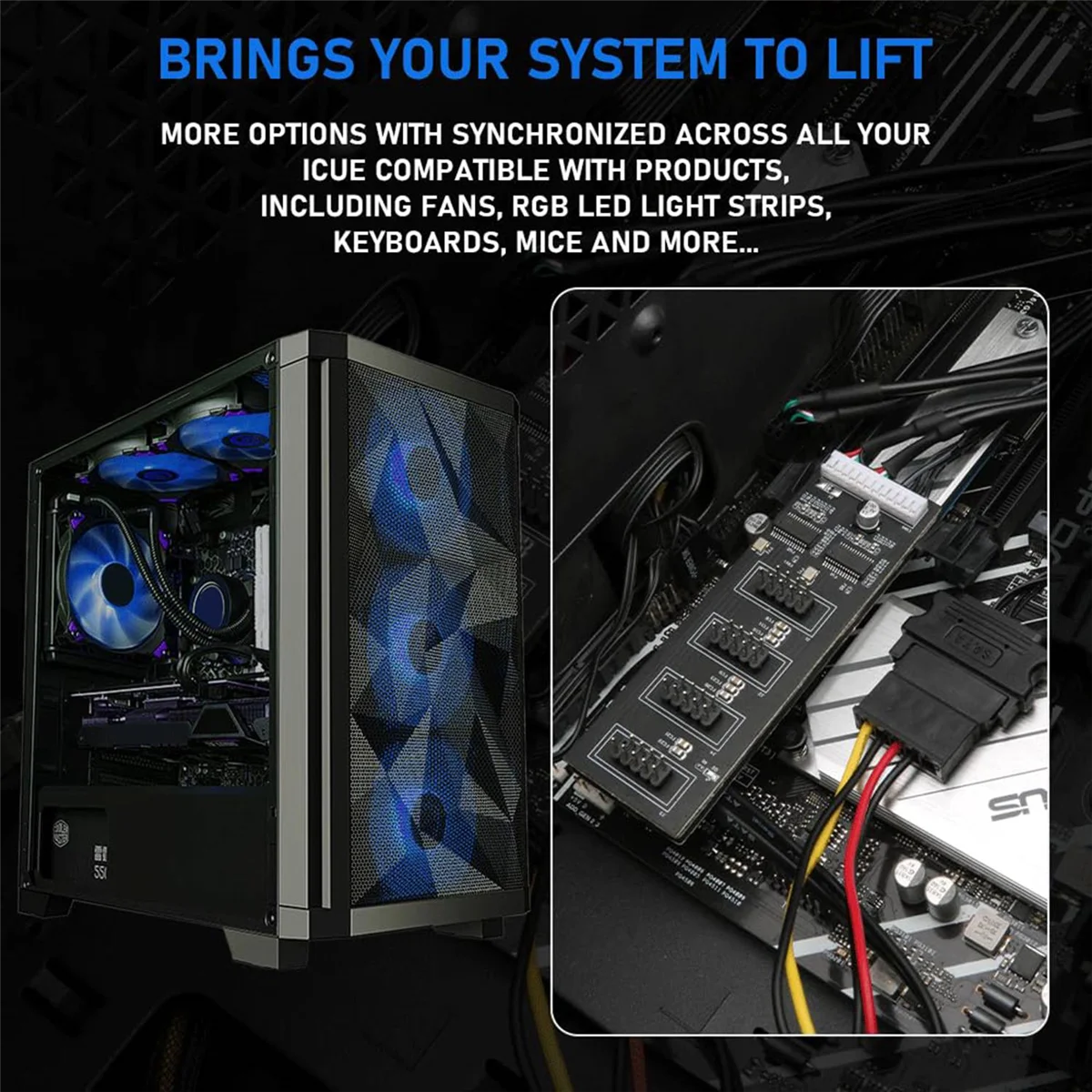 SATA 전원 케이블이 있는 9 핀 USB 헤더 분배기, 마더보드용 내부 USB 허브 익스텐션 USB 2.0 분배기 커넥터