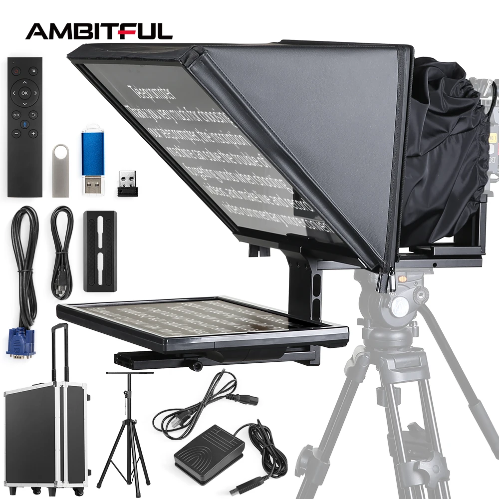 AMBITFUL T22 Big screen dedicated to live streaming Teleprompter for mobile phone tablet SLR camera to shoot video