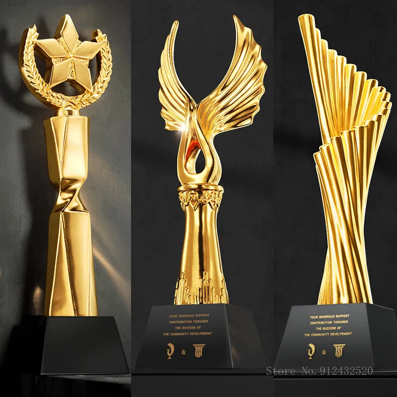 

Crystal Trophy Custom Creative Resin, Electroplating Metal, Home Decoration, annual Meeting, outstanding Staff, Lettering