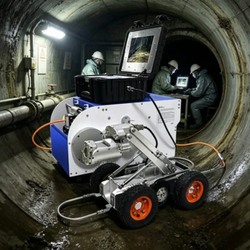 300 Underground Robotic Rov Crawler Pipe and Plumber's Inspection Camera Robot with Head Camera Shower
