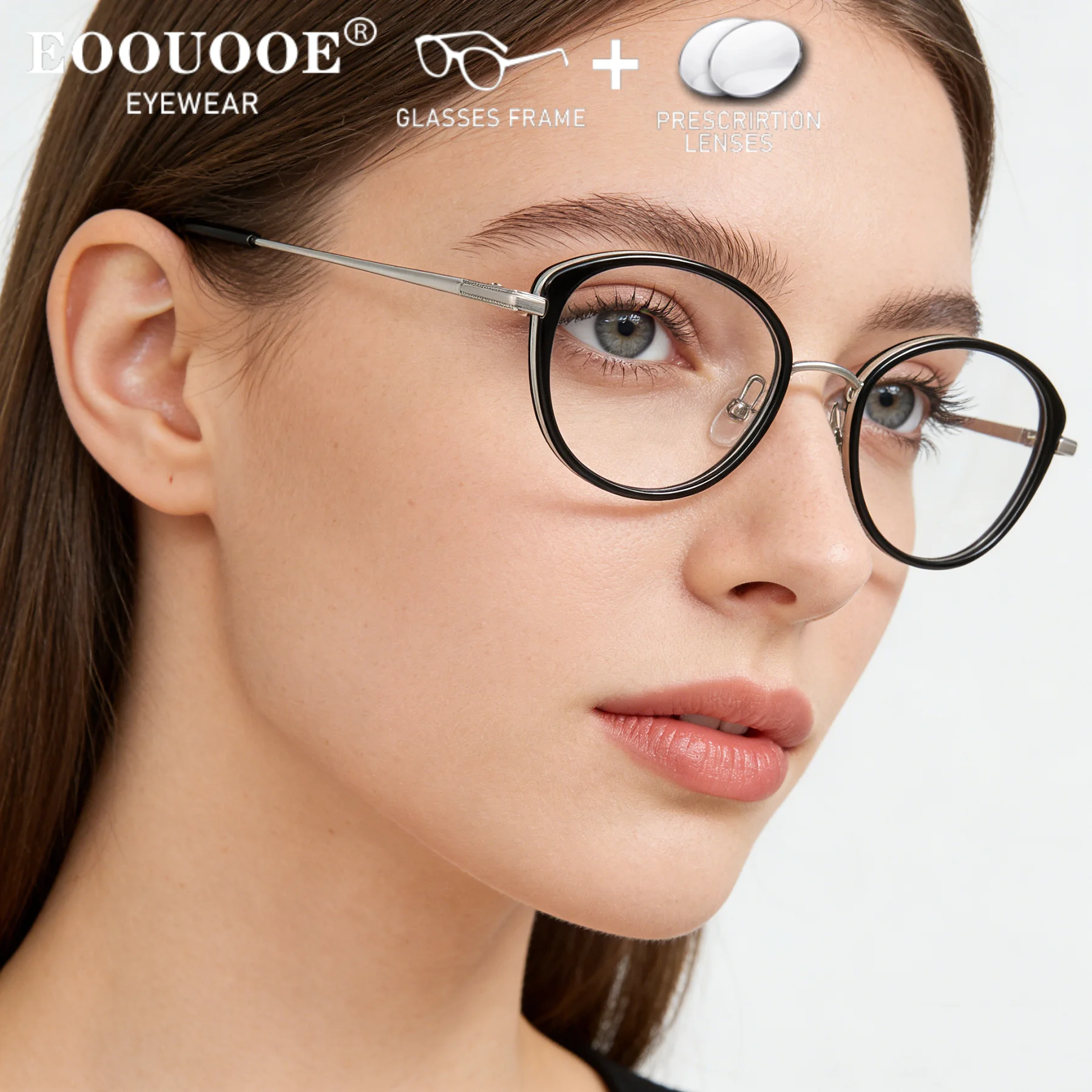 

Women Girl TR90 With Titanium Optical Glasses Customize Prescription Lenses Hyperopia Progressive Computer Filter Blue Light