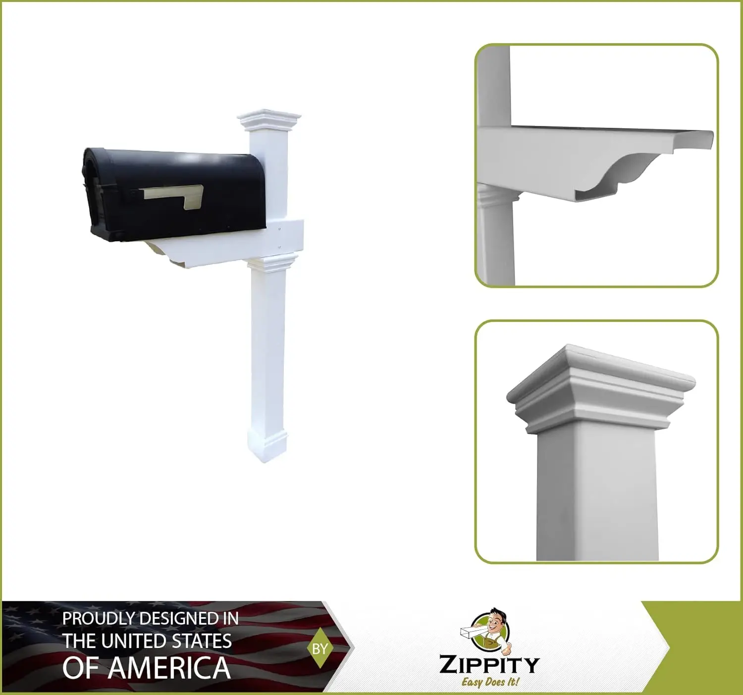 Zippity Outdoor Products ZP19013 Classica Mailbox Post White Post Box Garden Outdoor Supplies