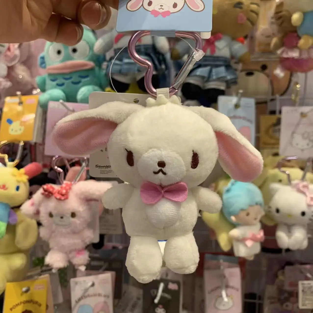 Sanrio Shirousa Kurousa Drooping Ear Rabbit Plush Keychain Backpack Decoration Car Key Pendant Desktop Trinket Couple Gifts