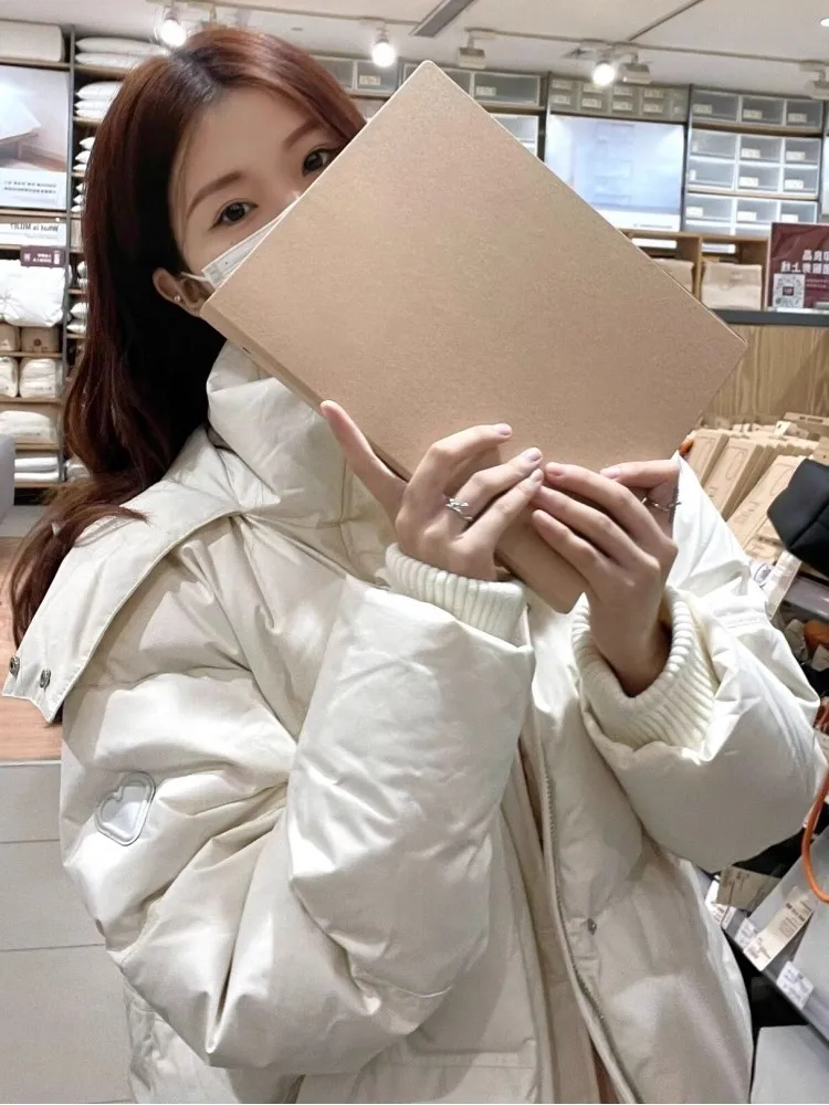 여성용 다운 코튼 재킷 후드가 달린 가을 겨울 신상품 학생용 브레드 한국 스타일 루즈핏 폴리에스터 섬유