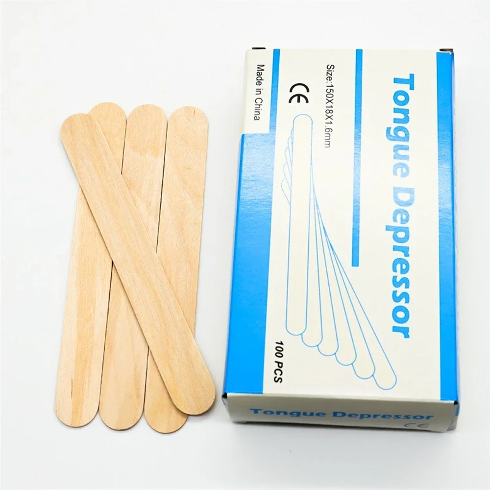 100pcs Disposable Wooden Hair Removal Wax Stick Body Depilation Spatula Applicators Wood Tongue Depressor Tattoo Beauty Tools