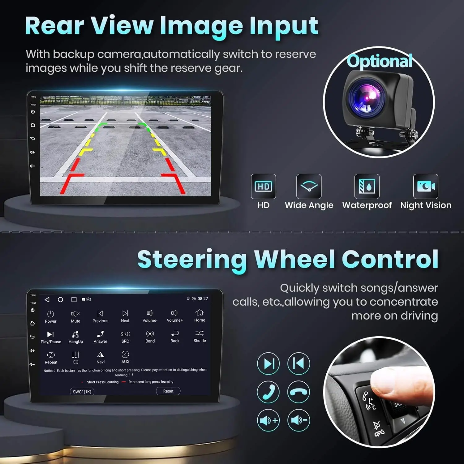 ESSGOO Radio Estéreo para Auto Android 15 de 9 Pulgadas, 4+64G, para SUZUKI SWIFT III EZ MZ 2003-2010, Navegación GPS, Carplay Inalámbrico, Android Auto, FM, Bluetooth, RDS, SWC, Wifi, ASP, Mirror Link, Pantalla Táctil IPS, Reproductor Multimedia de Video, Unidad Principal 7