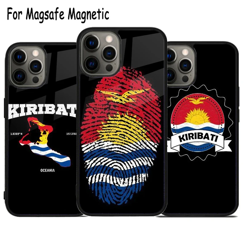 Kiribati Emblem-Badge-Flag Wireless Charge Magsafe Phone Case For iPhone 15 16 14 13 11 12 Pro Max Plus Magnetic Bumper Cover