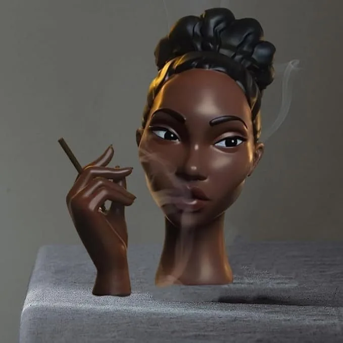 

Woman Smoking Incense Burner - Resin Art Decor, Creative Garden Ornament, Cultural Home Decor