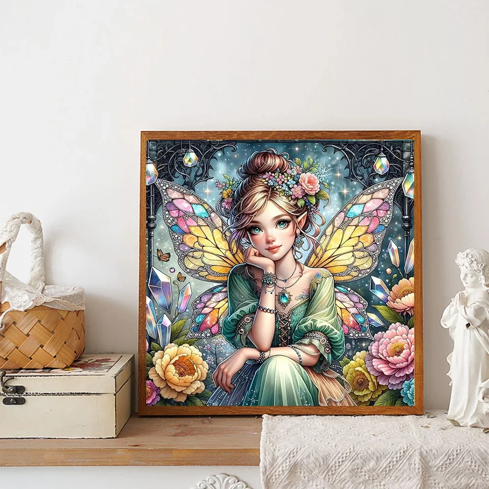 Wing Fairy 5d Diy Diamond Painting Full Round Square Diamond Mosaic Flower New Arrivals 2024 Cartoon Girl  Handmade Gift