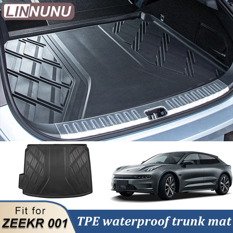 LINNUNU Fit for ZEEKR 001 Car Trunk mat TPE 3D Cargo Liner Trunk Cushion Trunk Lower Pad All Weather Waterproof Left Rudder