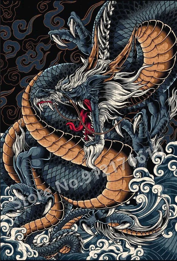 Chinese Dragon Jigsaw Puzzle 300/500/1000 Pcs for Adults Dragon Ball Wooden Puzzle Education Decompression Toys Kids Teens Gifts