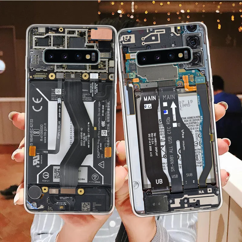 Motherboard Circuit Inside Electronics Silicon Call Phone Case For Samsung Galaxy S23 S24 Ultra S21 S20 FE S22 S10 Plus S10E S9