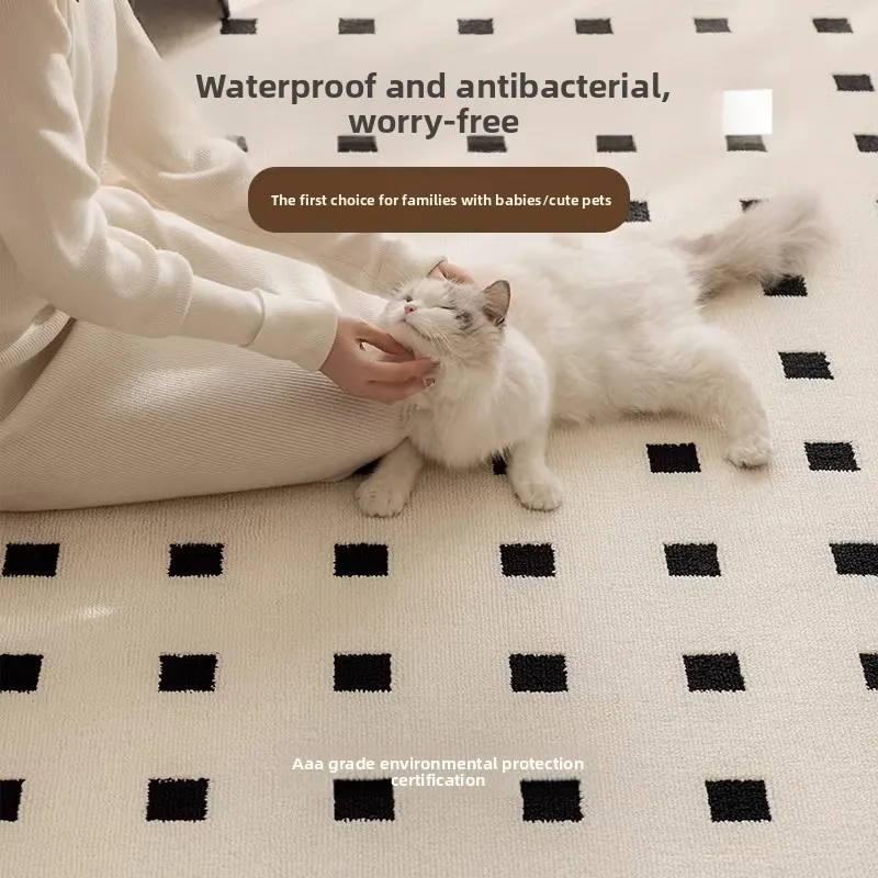 غرفة معيشة شقة بلاكستون مقاومة للماء ومضادة للحشف، سجادة خفيفة فاخرة لغرفة النوم الراقية، مسح بترك وإعادة الأوساخ #3