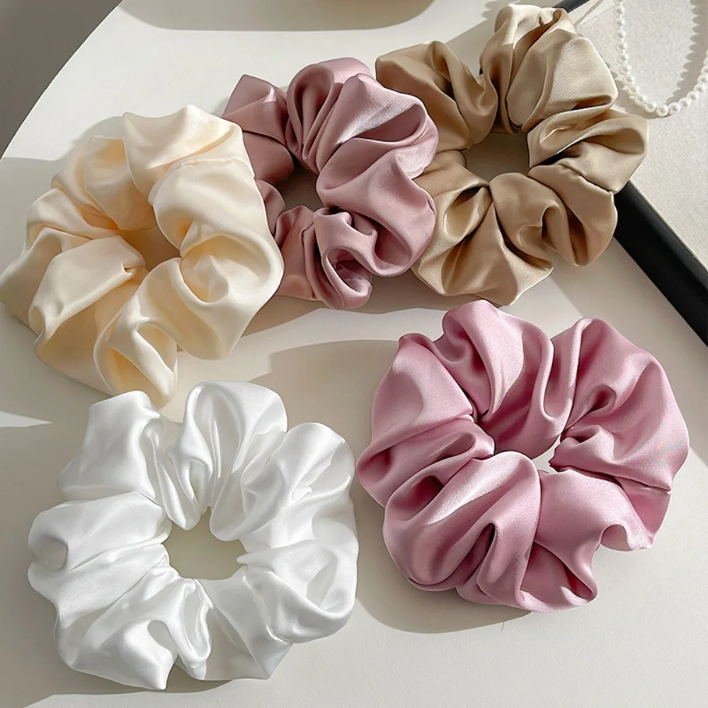 Morandi Large Intestine Hair Band for Women Korean Soild Color Satin Elastic Ponytail Headband Hairband Hair Accessories юбка
