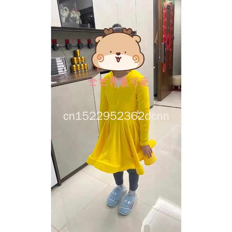 Novo vestido profissional de dança latina infantil, vestido de dança social feminino, vestido de prática de chá rumba samba, performance de dança latina