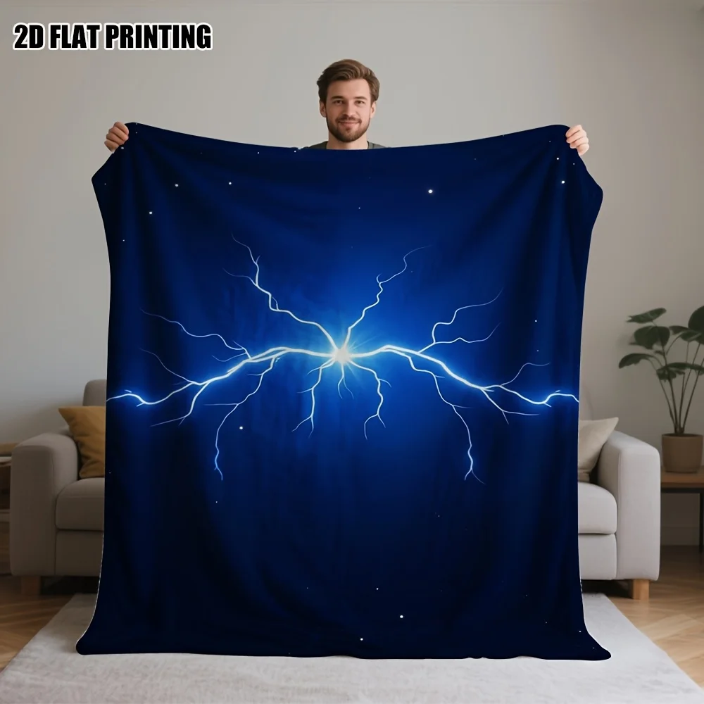 1pc Electric‑Vein‑Print Throw Blanket, Decor for Sofa, Bed, Travel & Office, Warm Lightweight Birthday Party Gift