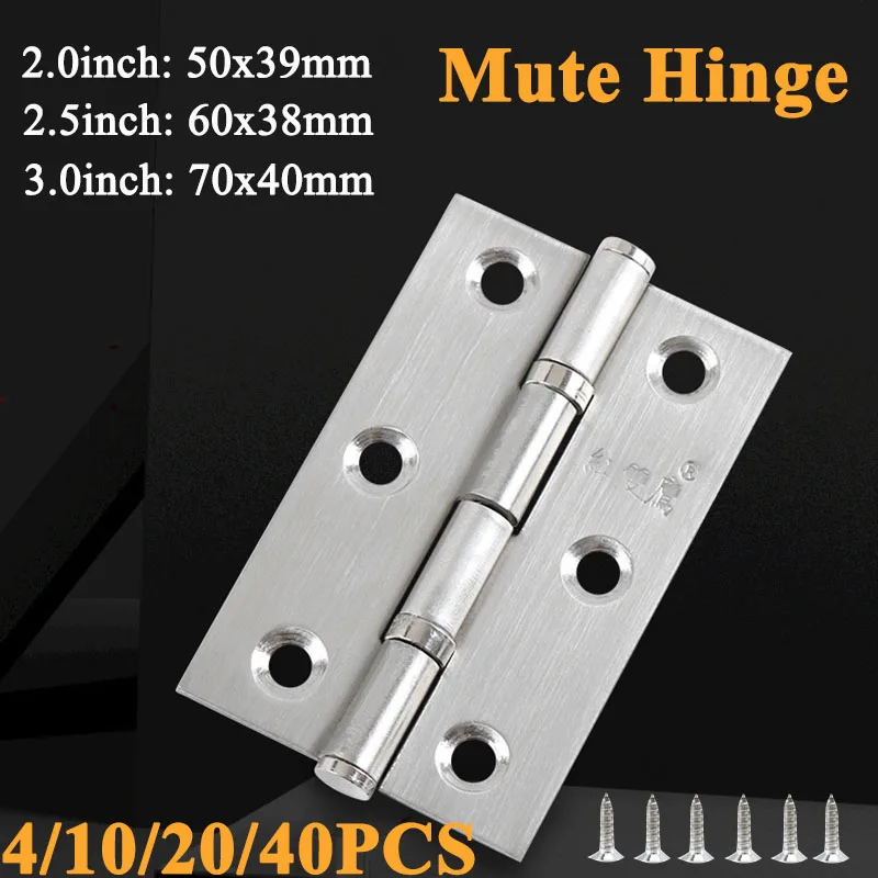 

2'' 2.5'' 3'' Mute Hinge 4/10/20/40PCS Door Hinges Stainless Steel Folding Hinge Cabinet Window Wooden Box Flat Furniture Hinges