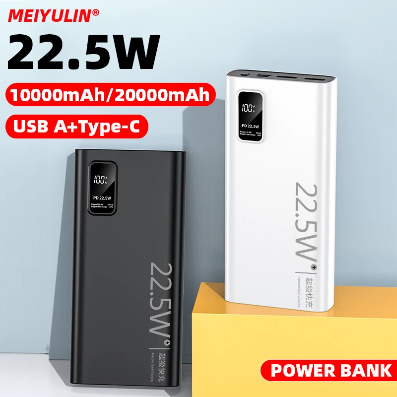 20000mAh Large Capacity Power Bank 10000mAh 22.5W USB C Fast Charging External Auxiliary Battery For iPhone 15 14 Samsung Xiaomi