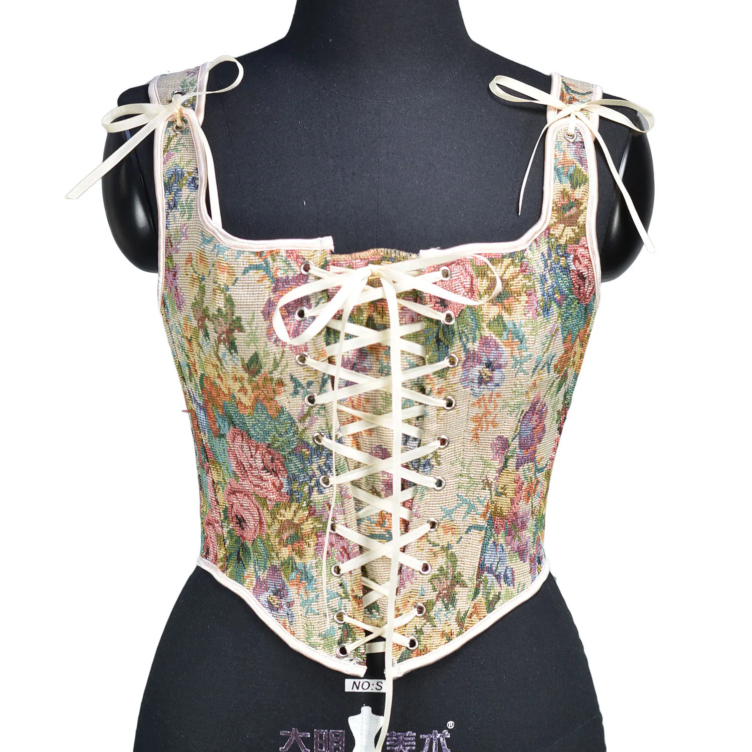 

French Vintage Bustier Floral Corset Tops for Women Lace-up Tank Top Halter Body Shaper Bodice Camisole Corsets Korset Shapewear