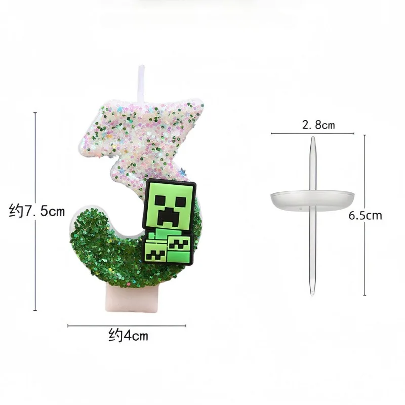 New Popular Game 0-9 Birthday Digital Candles Hot Minecrafts Cake Decoration Party Cake Accessories Birthday Gifts view 6