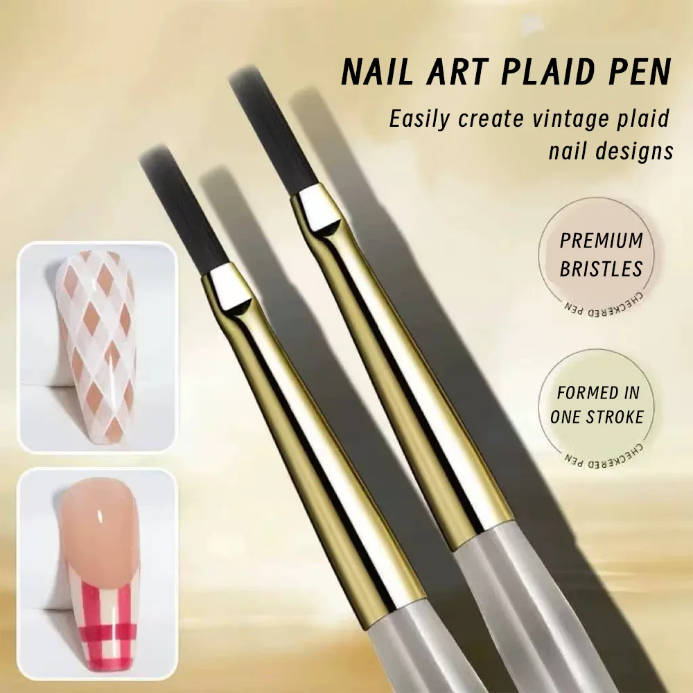 1/2pcs Plaid Nail Art Brushes set Soft Flexible Checkered Drawing Pen for UV Gel DIY Multi-functional Delicate Line Paint Tools