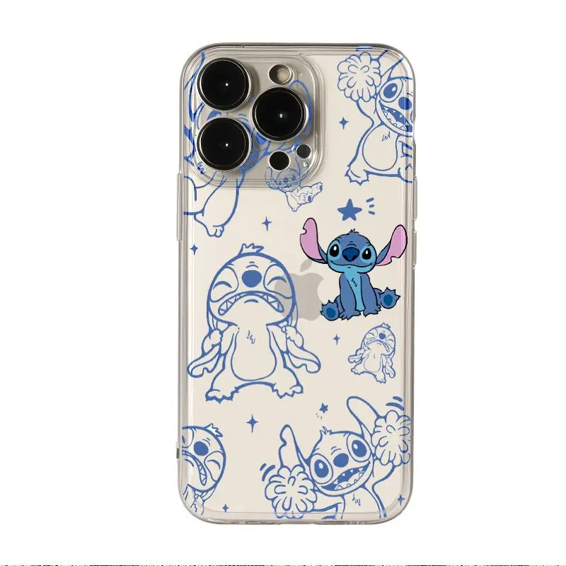 Милый мягкий чехол для телефона Disney Stitch And Angel для iphone 16, 15, 14, 13, 11, 12 PRO MAX XS XR X 7 8 PLUS Y2K, прозрачный чехол с защитой