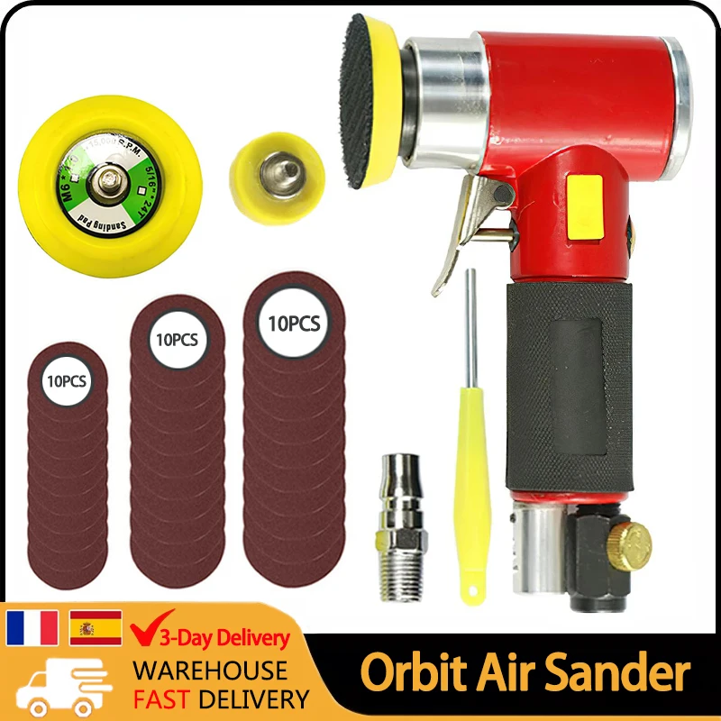 Random Orbit Air Sander Mini Pneumatic Grinding Machine For Car Polishing High Speed Air Powered Sanding Polisher Tools