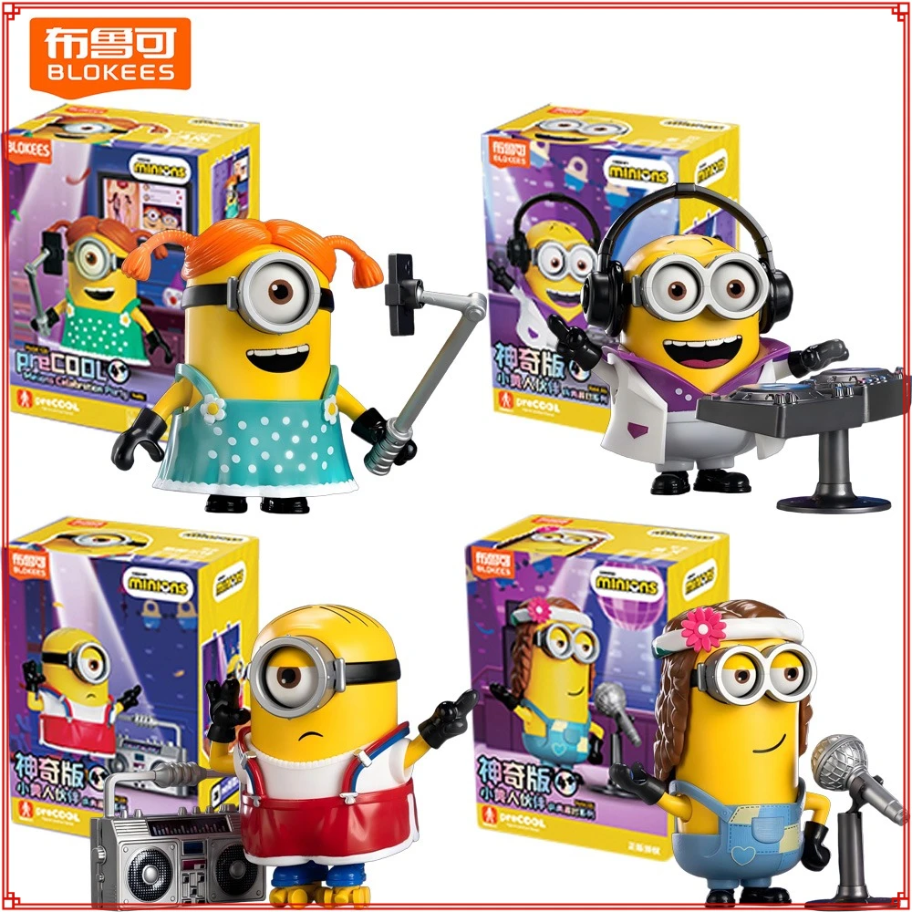 

Genuine Blokees Minions Celebration Party Series Action figures Cartoon Premium Collectible Toy Model Desktop Display Kids Gifts