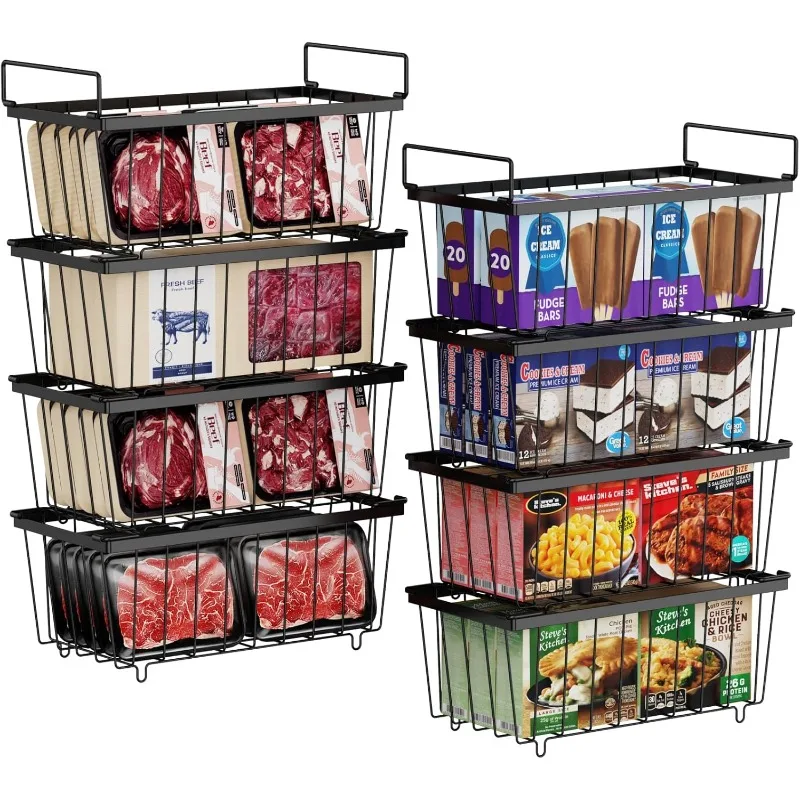 

iSPECLE Freezer Organizer Bins - 8 Pack Stackable Chest Freezer Organizer for 7 Cu.FT Deep Freezer Sort Frozen Meats,