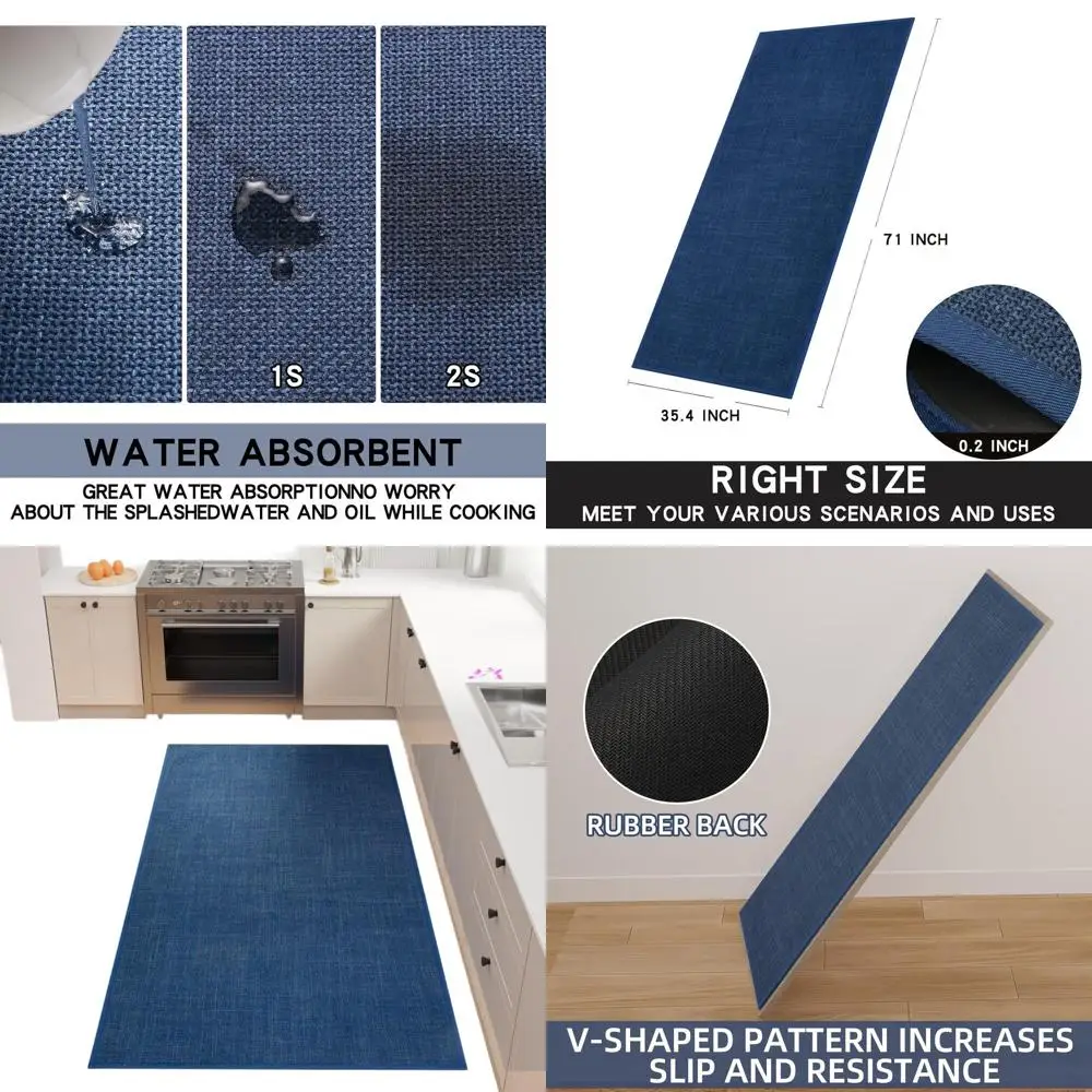 

Мягкий нескользящий кухонный напольный коврик, впитывающая дорожка, моющийся для комфортной стоячи, подходит для кухни, офиса, дома - темный