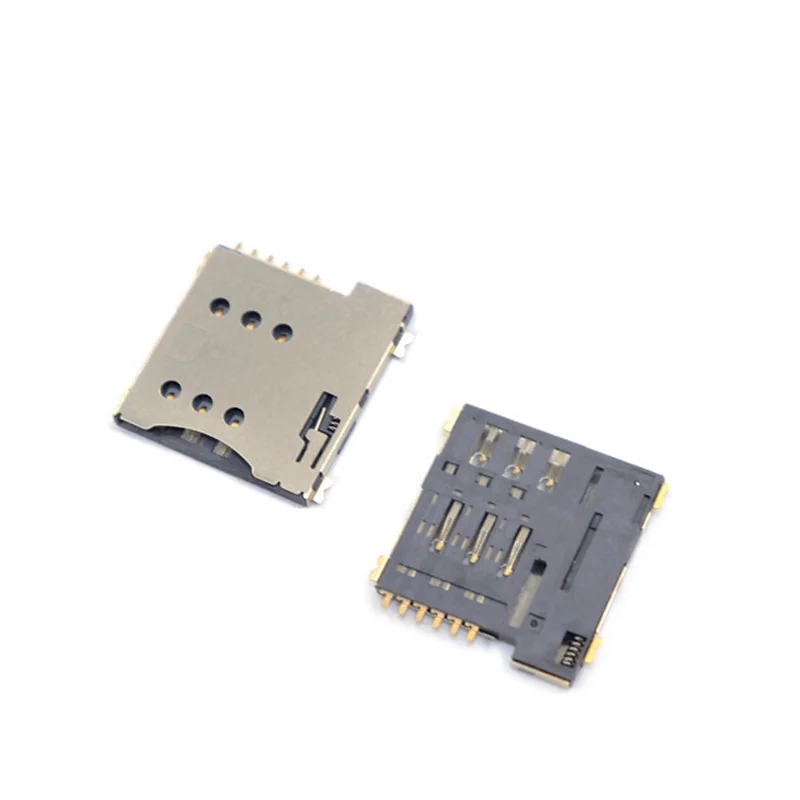 Micro SIM Card Slot Adapter, 6P, 6-Pin Titular do cartão, Conecte o uso para o telefone, Self Push Type, 10Pcs