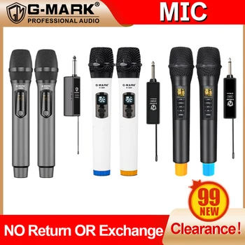 99 new wireless microphone g-mark stage u x120v x333 karaoke mic recording handheld 2 channel 30m for stage church schools