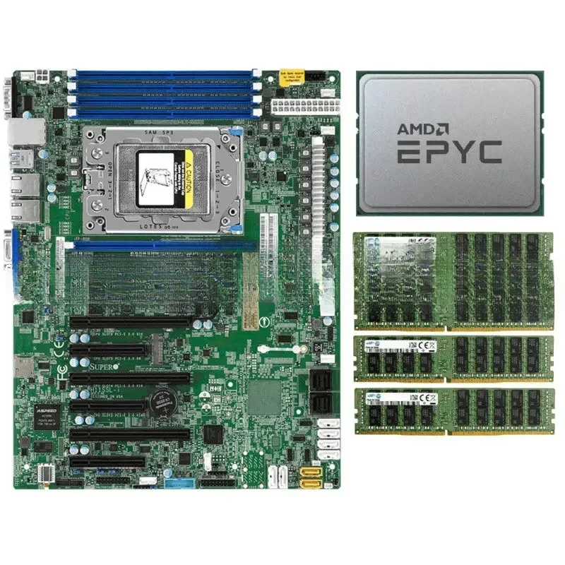 EPYC 7551P CPU 32 Cores Processor  Supermicro H11SSL-I Motherboard Server  4X 32GB 2133P RAM