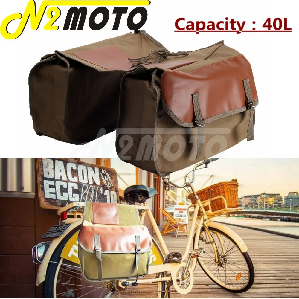 

Motorcycle Touring Storage Saddle Bags Canvas Waterproof Panniers Box Side Tools Bag For Harley Honda Shadow Kawasaki Vulcan BMW