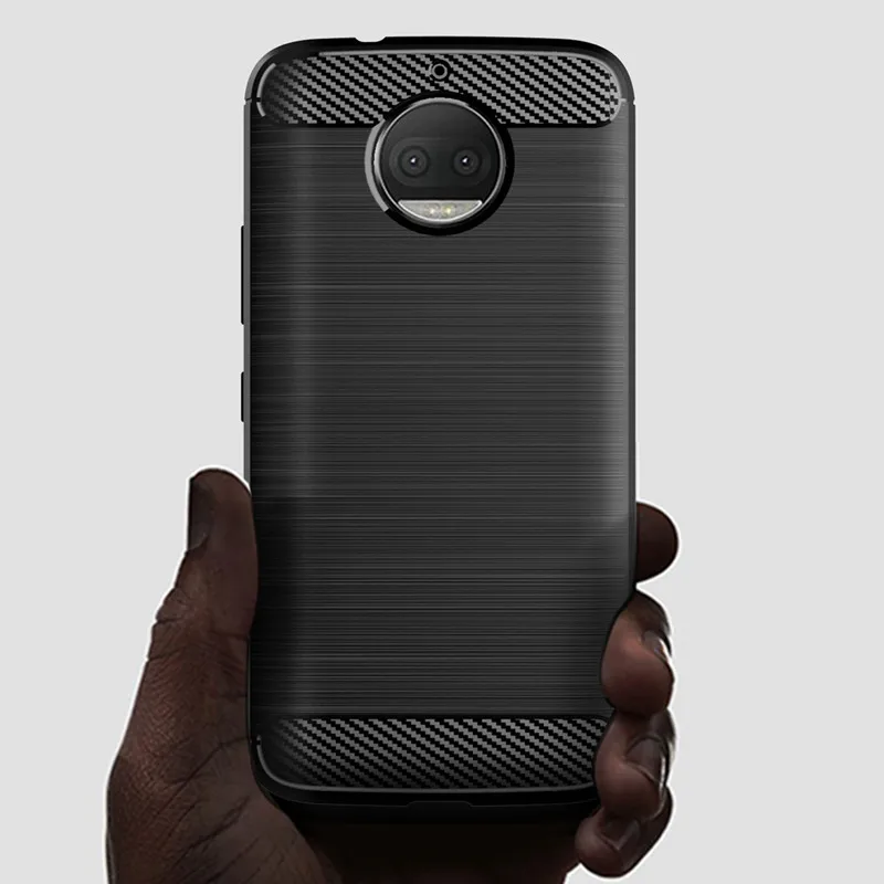 Shockproof Carbon Fiber Case for Moto G5S Plus G5S+ Brushed Texture Rubber Silicone Case for moto g5s plus Soft Phone Cover