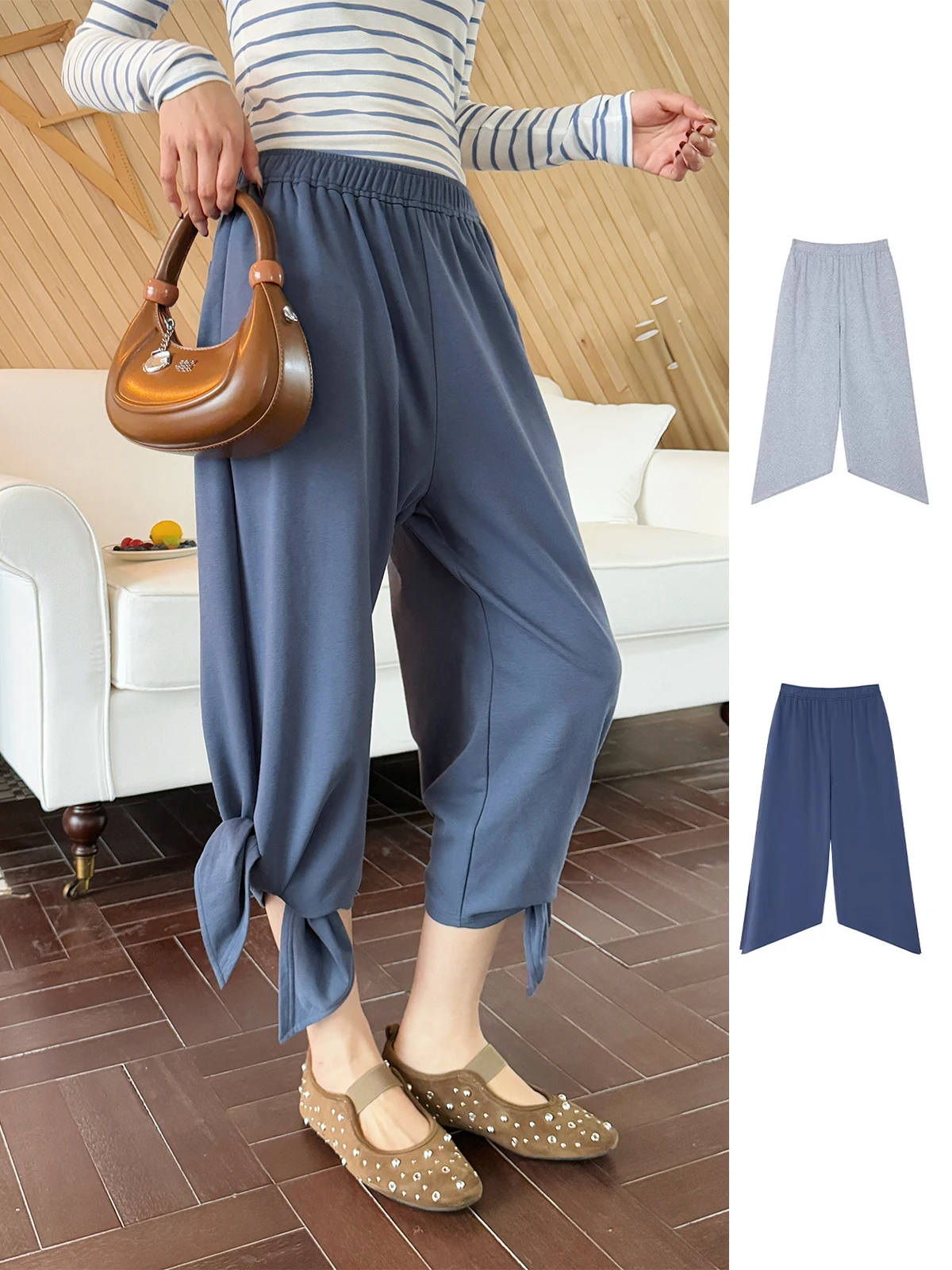 

UHOOWU Casual Pants Spring Summer Side S Split Straight Leg Comfortable Cotton Polyester Blend Daily Wear