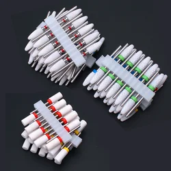 10pc/Set Milling Cutter Ceramic Nail Drill Bits Electric Manicure Files Kit Cuticle Remove Burr Gel Polish Tools Accessories