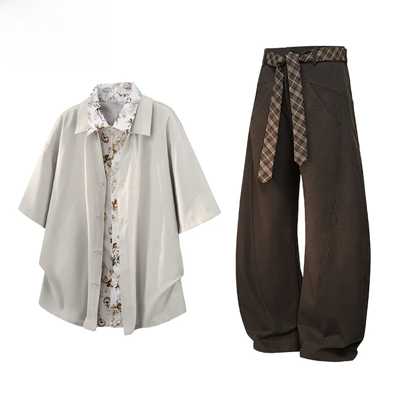 Linen + dark brown [set]