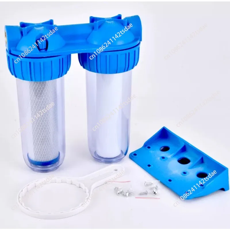 1 Set 10 Inch Two Stage Filter Bottle, Washable Filter Element, Household Kitchen Tap Water Pipeline Filter Water Purifier