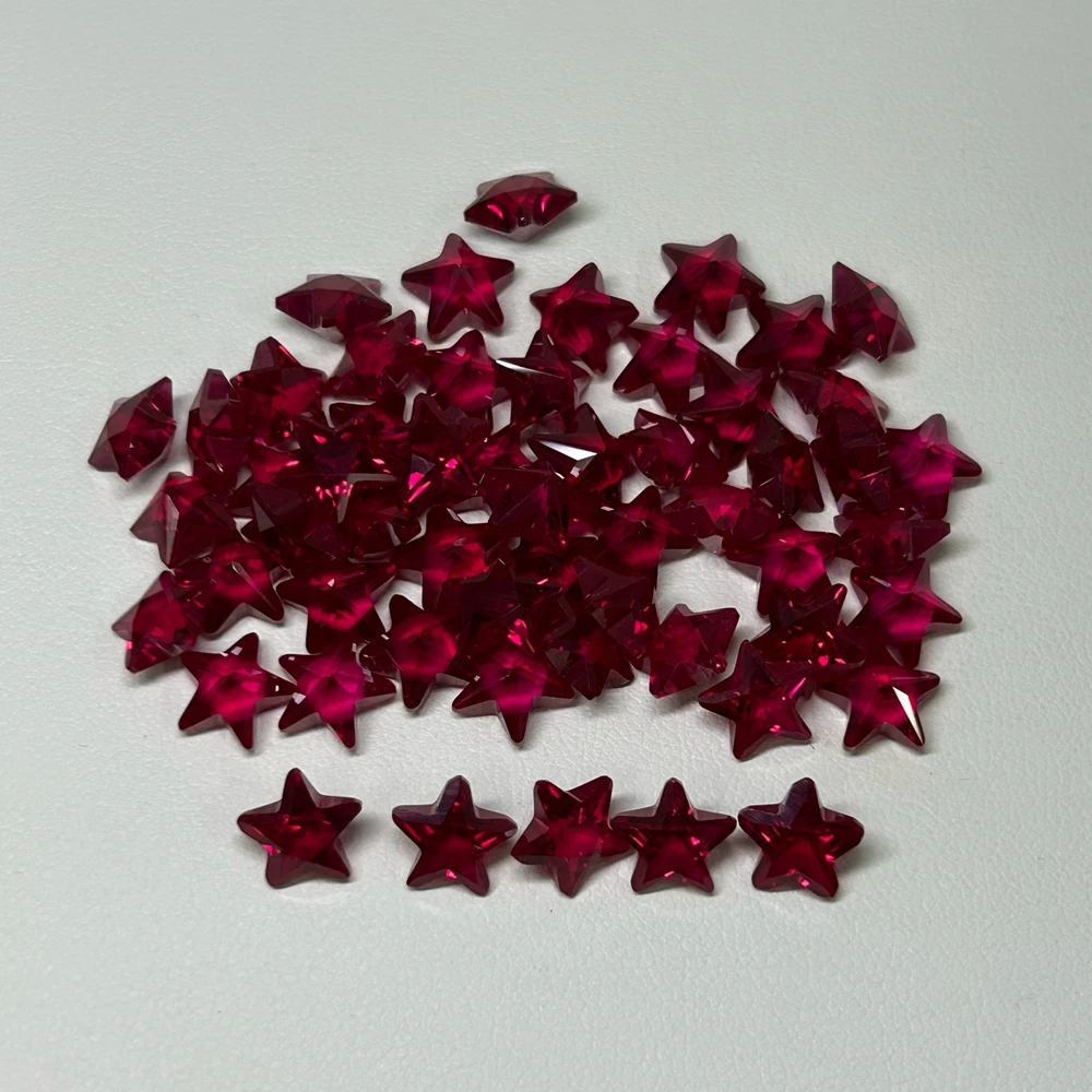 Red 5# Star Shape Ruby 3mm 4mm 5mm 6mm 8mm Synthetic Corundum Stock Stone