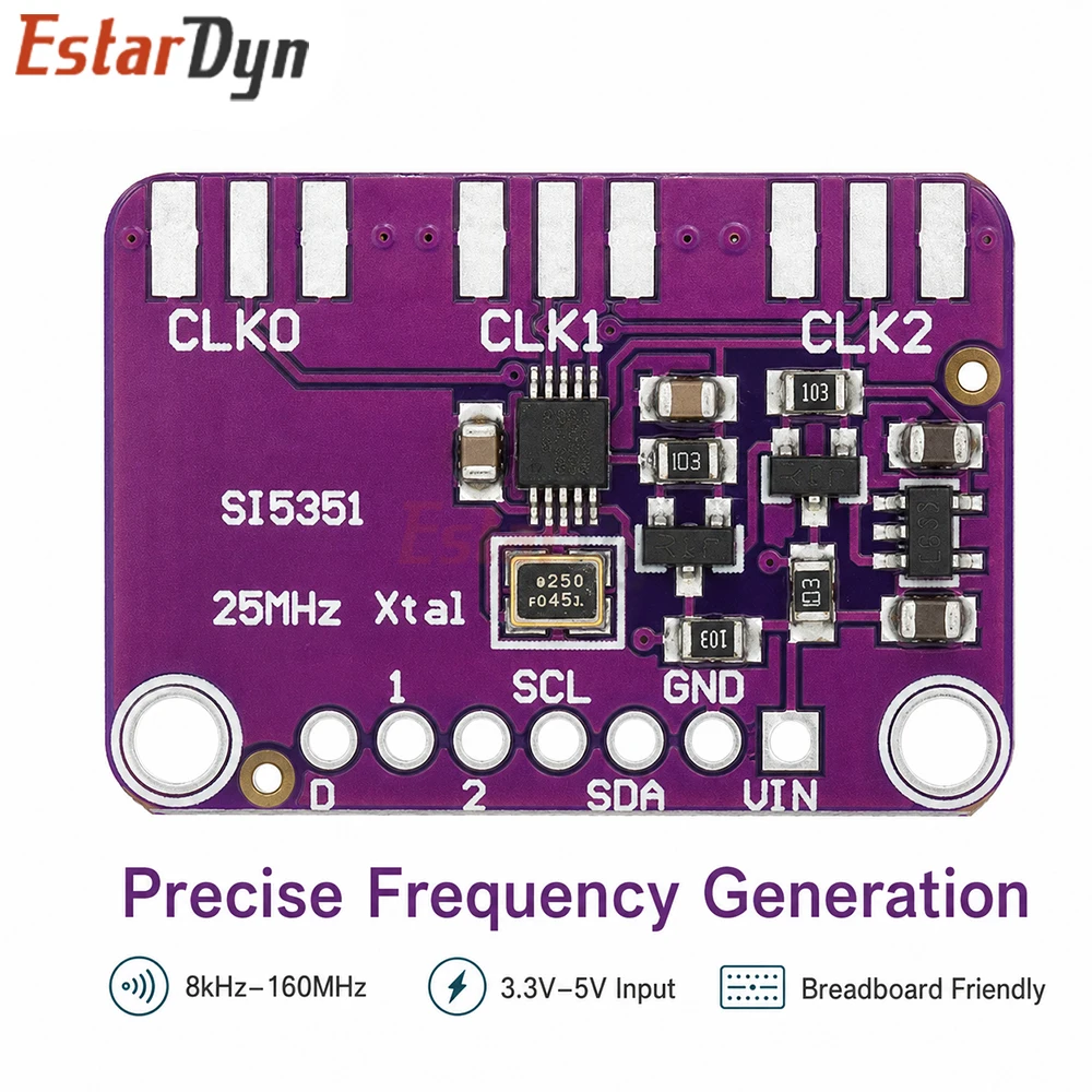 Estardyn Si5351A Si5351 CJMCU-5351 I2C Clock Generator Breakout Board Module DC 3-5V Signal Generator 8KHz-160MHz